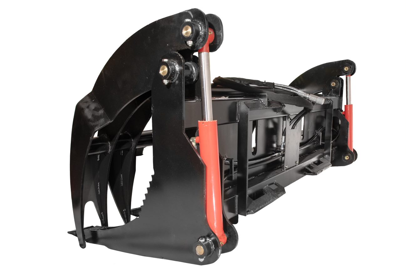 side view skid steer log grapple bucket