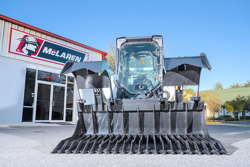 Skid Steer Rock Rake Grapple Bucket